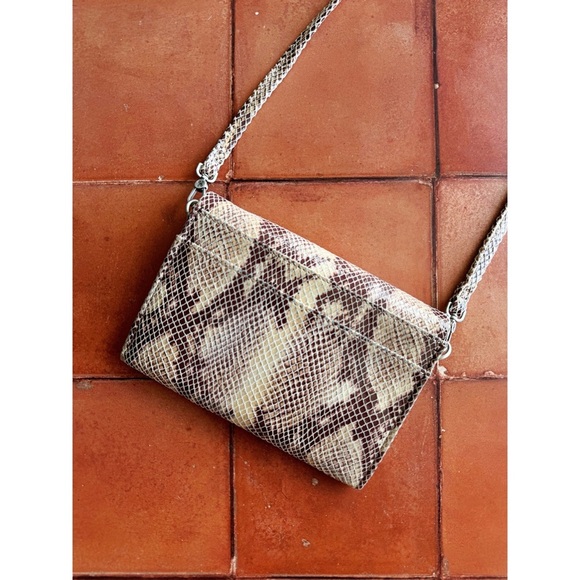 Hobo Jetty Genuine Leather Sand Snakeskin Convertible Crossbody Bag GUC - Picture 6 of 8